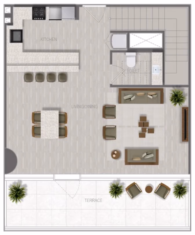 תוכנית 2 חדרי שינה · דופלקס · Duplex 2 Bedroom_03 ב־נדל"ן להשקעה A1LA Residence, באזור Al Reem Island, אבו דאבי (קומה תחתונה)