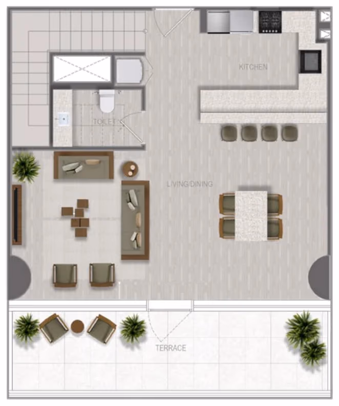 תוכנית 2 חדרי שינה · דופלקס · Duplex 2 Bedroom_04 ב־נדל"ן להשקעה A1LA Residence, באזור Al Reem Island, אבו דאבי (קומה תחתונה)