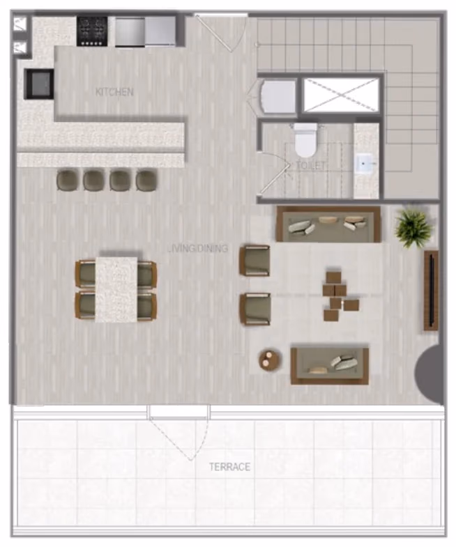 תוכנית 2 חדרי שינה · דופלקס · Duplex 2 Bedroom_05 ב־נדל"ן להשקעה A1LA Residence, באזור Al Reem Island, אבו דאבי (קומה תחתונה)