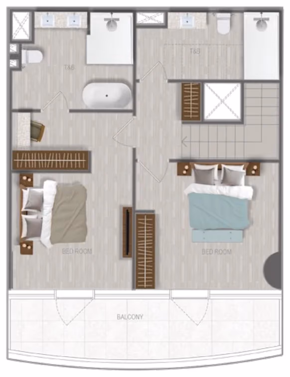 תוכנית 2 חדרי שינה · דופלקס · Duplex 2 Bedroom_05 ב־נדל"ן להשקעה A1LA Residence, באזור Al Reem Island, אבו דאבי (קומה עליונה)