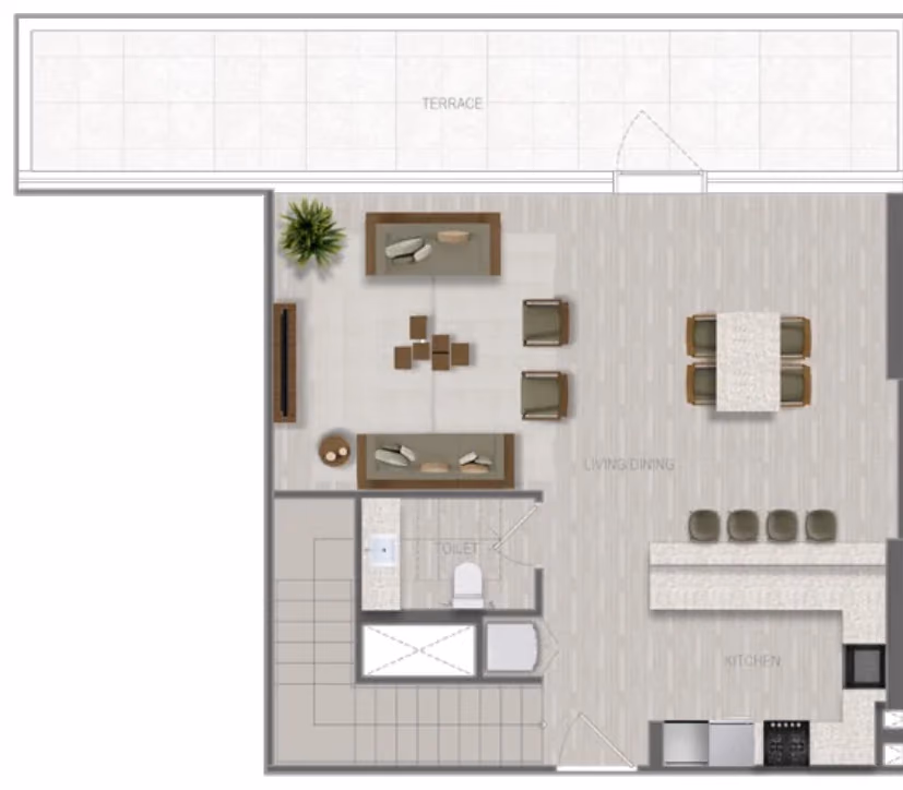 תוכנית 2 חדרי שינה · דופלקס · Duplex 2 Bedroom_06 ב־נדל"ן להשקעה A1LA Residence, באזור Al Reem Island, אבו דאבי (קומה תחתונה)
