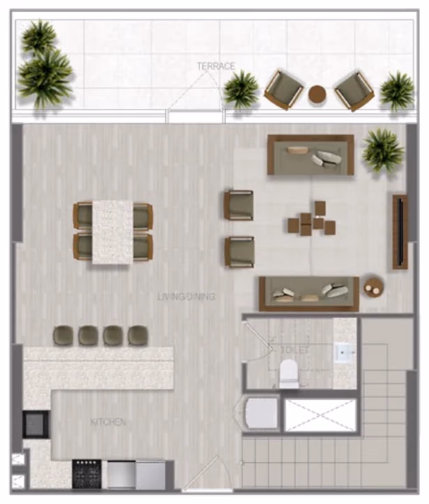 תוכנית 2 חדרי שינה · דופלקס · Duplex 2 Bedroom_07 ב־נדל"ן להשקעה A1LA Residence, באזור Al Reem Island, אבו דאבי (קומה תחתונה)