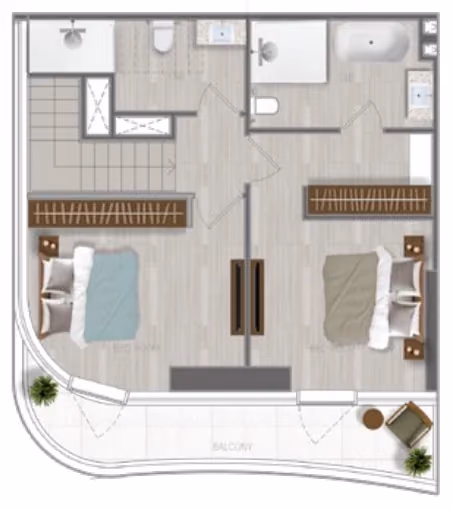 תוכנית 2 חדרי שינה · דופלקס · Duplex 2 Bedroom_08 ב־נדל"ן להשקעה A1LA Residence, באזור Al Reem Island, אבו דאבי (קומה עליונה)