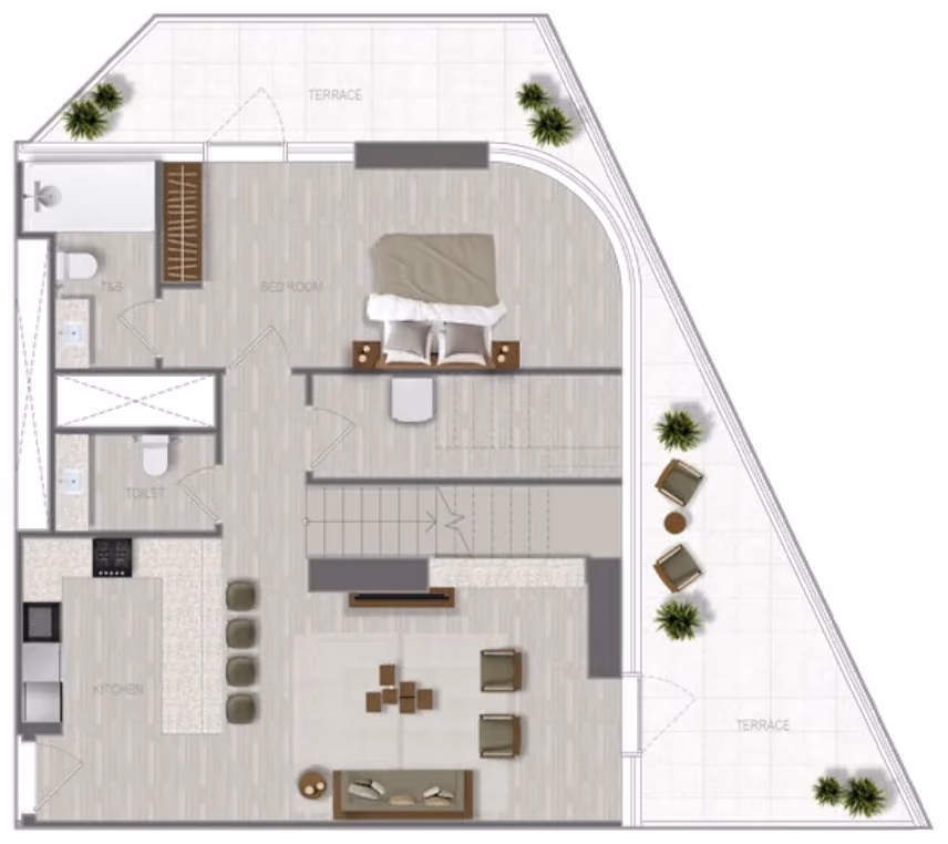 תוכנית 3 חדרי שינה · דופלקס · Duplex 3 Bedroom_01 ב־נדל"ן להשקעה A1LA Residence, באזור Al Reem Island, אבו דאבי (קומה תחתונה)