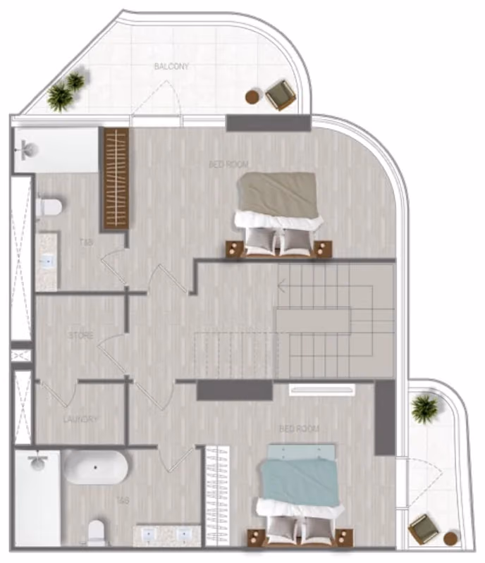 תוכנית 3 חדרי שינה · דופלקס · Duplex 3 Bedroom_01 ב־נדל"ן להשקעה A1LA Residence, באזור Al Reem Island, אבו דאבי (קומה עליונה)