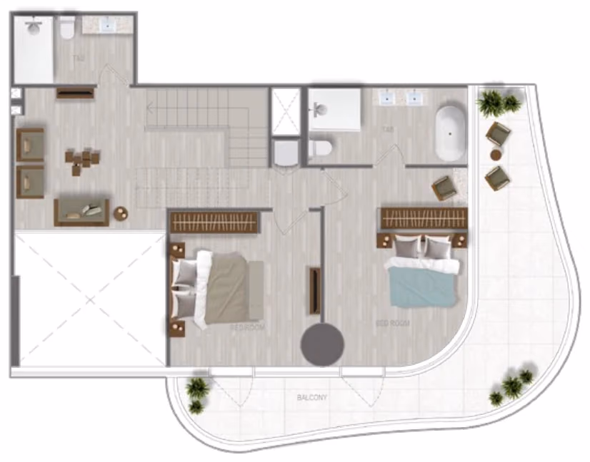 תוכנית 3 חדרי שינה · דופלקס · Duplex 3 Bedroom_02 ב־נדל"ן להשקעה A1LA Residence, באזור Al Reem Island, אבו דאבי (קומה עליונה)