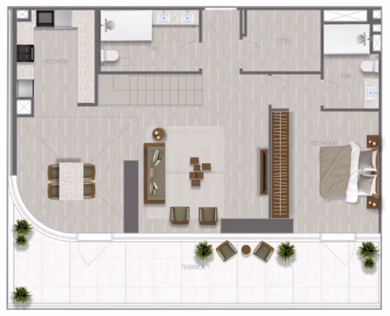 תוכנית 3 חדרי שינה · דופלקס · Duplex 3 Bedroom_03 ב־נדל"ן להשקעה A1LA Residence, באזור Al Reem Island, אבו דאבי (קומה תחתונה)