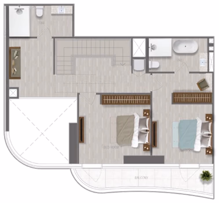 תוכנית 3 חדרי שינה · דופלקס · Duplex 3 Bedroom_03 ב־נדל"ן להשקעה A1LA Residence, באזור Al Reem Island, אבו דאבי (קומה עליונה)