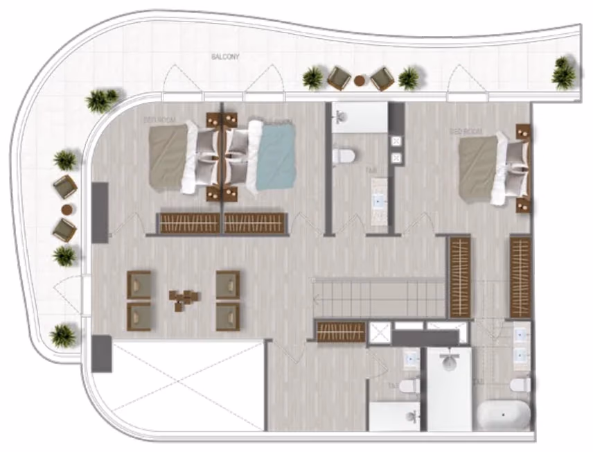 תוכנית 3 חדרי שינה · דופלקס · Duplex 3 Bedroom_04 ב־נדל"ן להשקעה A1LA Residence, באזור Al Reem Island, אבו דאבי (קומה עליונה)
