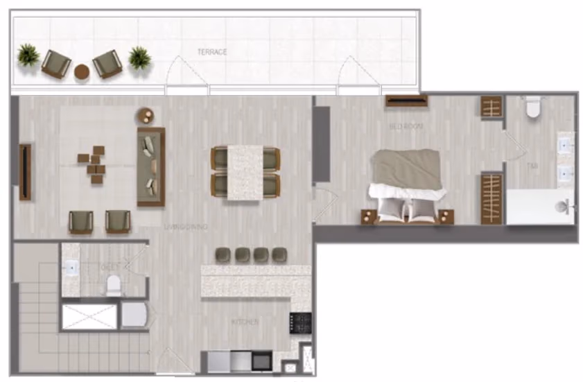 תוכנית 3 חדרי שינה · דופלקס · Duplex 3 Bedroom_05 ב־נדל"ן להשקעה A1LA Residence, באזור Al Reem Island, אבו דאבי (קומה תחתונה)