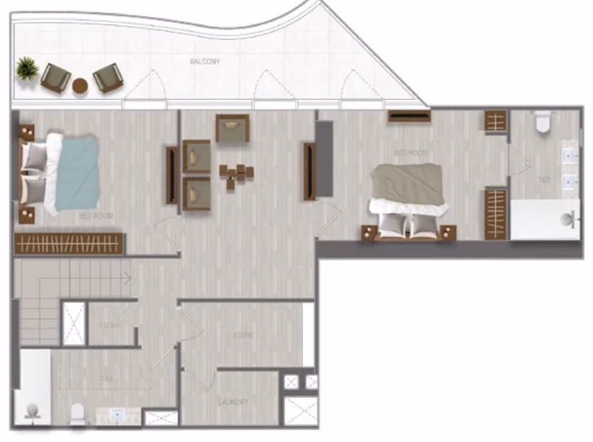 תוכנית 3 חדרי שינה · דופלקס · Duplex 3 Bedroom_05 ב־נדל"ן להשקעה A1LA Residence, באזור Al Reem Island, אבו דאבי (קומה עליונה)