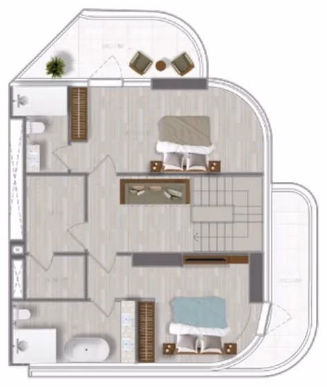 תוכנית 3 חדרי שינה · דופלקס · Duplex 3 Bedroom_06 ב־נדל"ן להשקעה A1LA Residence, באזור Al Reem Island, אבו דאבי (קומה עליונה)
