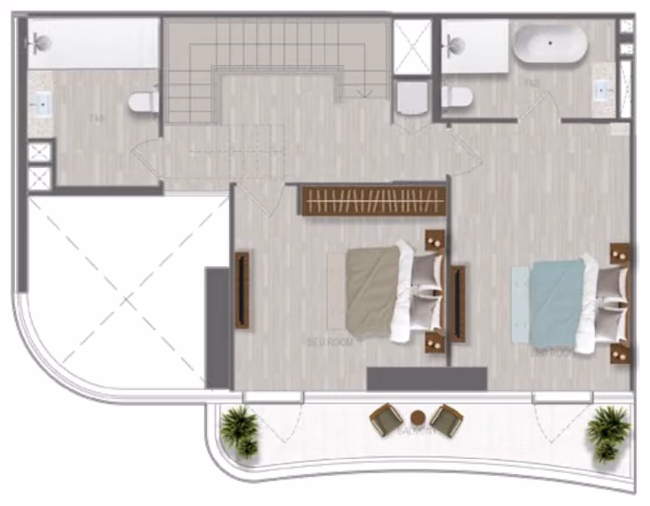 תוכנית 3 חדרי שינה · דופלקס · Duplex 3 Bedroom_10 ב־נדל"ן להשקעה A1LA Residence, באזור Al Reem Island, אבו דאבי (קומה עליונה)