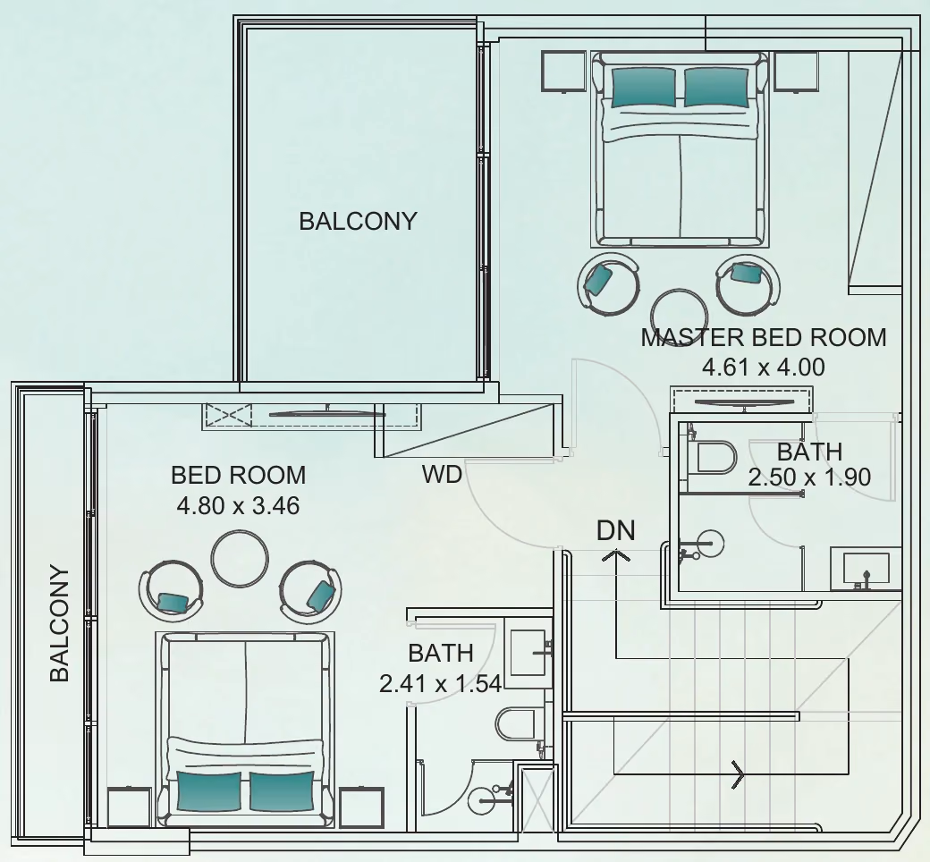 תוכנית 3 חדרי שינה · טאון האוס · Townhouse 3BHK Type D ב־נדל"ן להשקעה Floarea Breeze, באזור Dubai Islands, דובאי (קומה ראשונה)