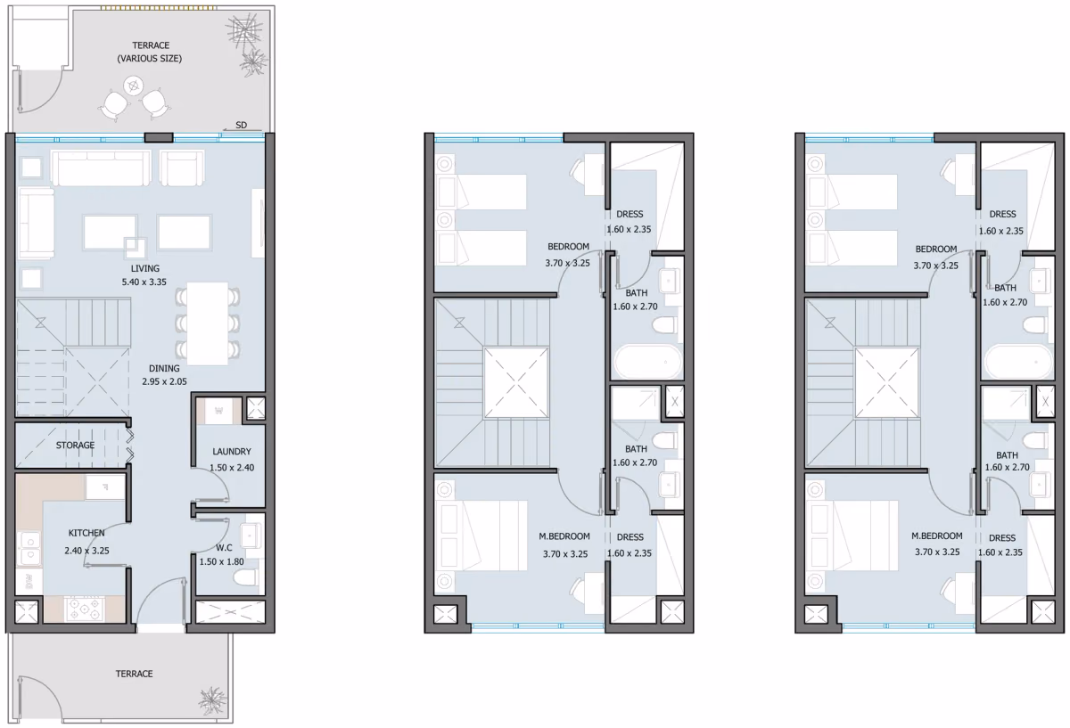 תוכנית 4 חדרי שינה · טאון האוס · Townhouse 4B Type D ב־נדל"ן להשקעה Reportage SILA, באזור Masdar City, Abu Dhabi
