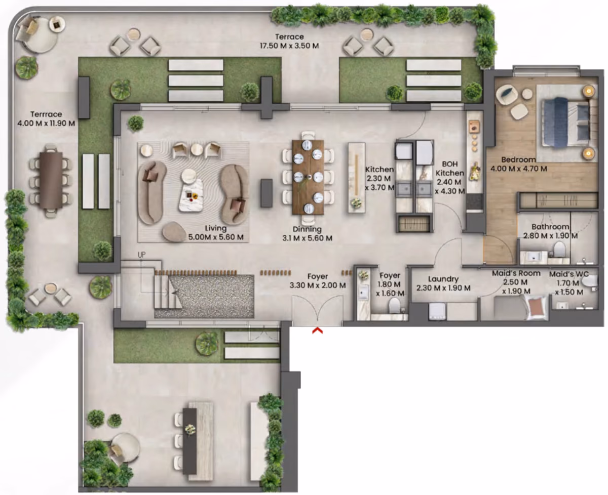 תוכנית 4 חדרי שינה · פנטהאוז · 4 Bedroom Penthouse ב־נדל"ן להשקעה Talea by Beyond , באזור Maritime City, דובאי (קומה תחתונה)