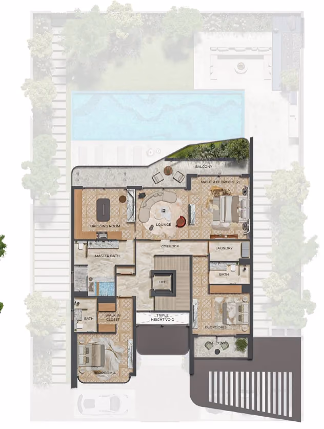 תוכנית 6 חדרי שינה · וילה · The Balmoral ב־וילות להשקעה LEOS Knightsbridge, באזור Meydan, דובאי (קומה ראשונה)