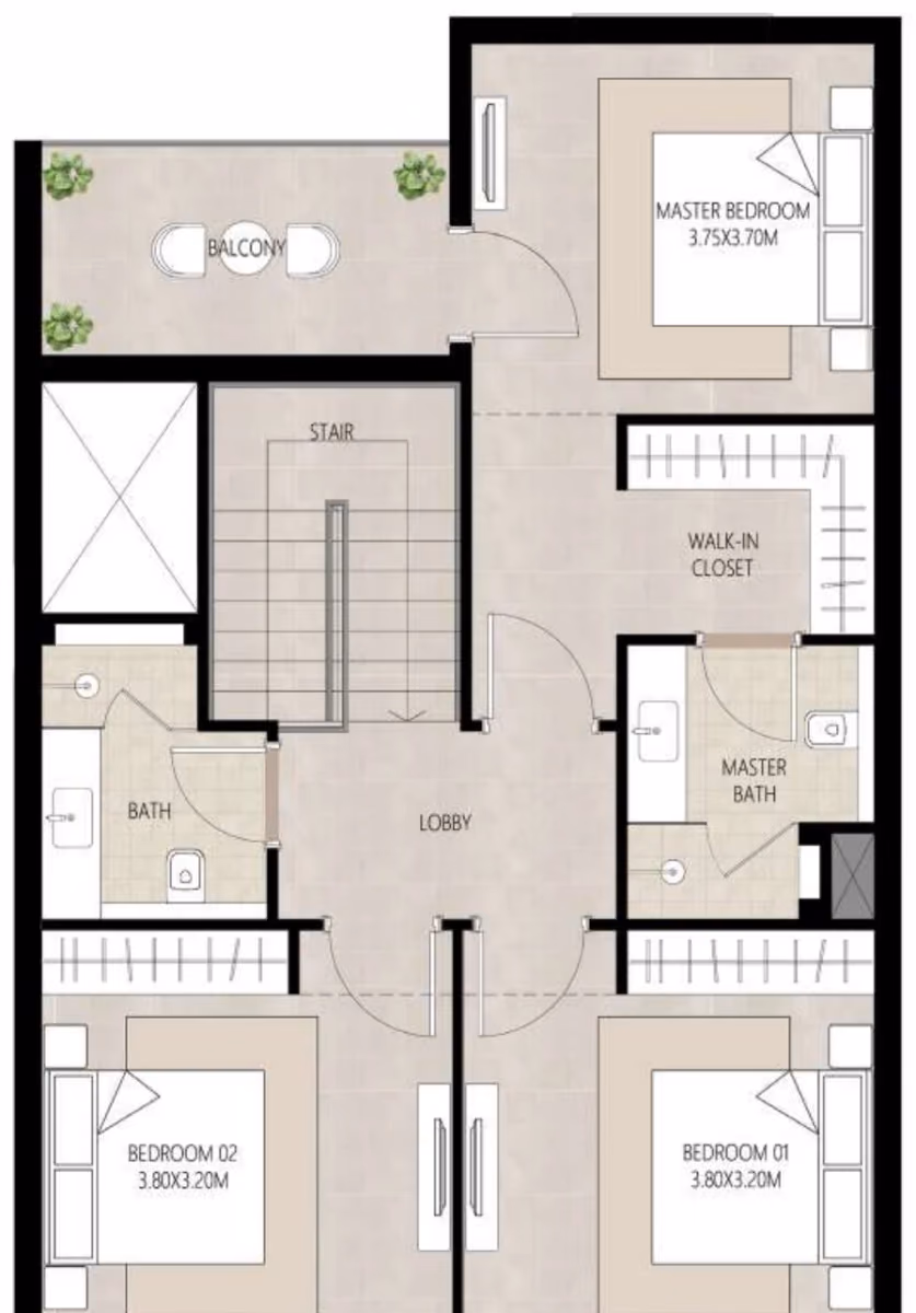 תוכנית 3 חדרי שינה · דופלקס · Duplex Type A1 ב־נדל"ן להשקעה Nshama Berkshire, באזור Town Square, דובאי (קומה עליונה)