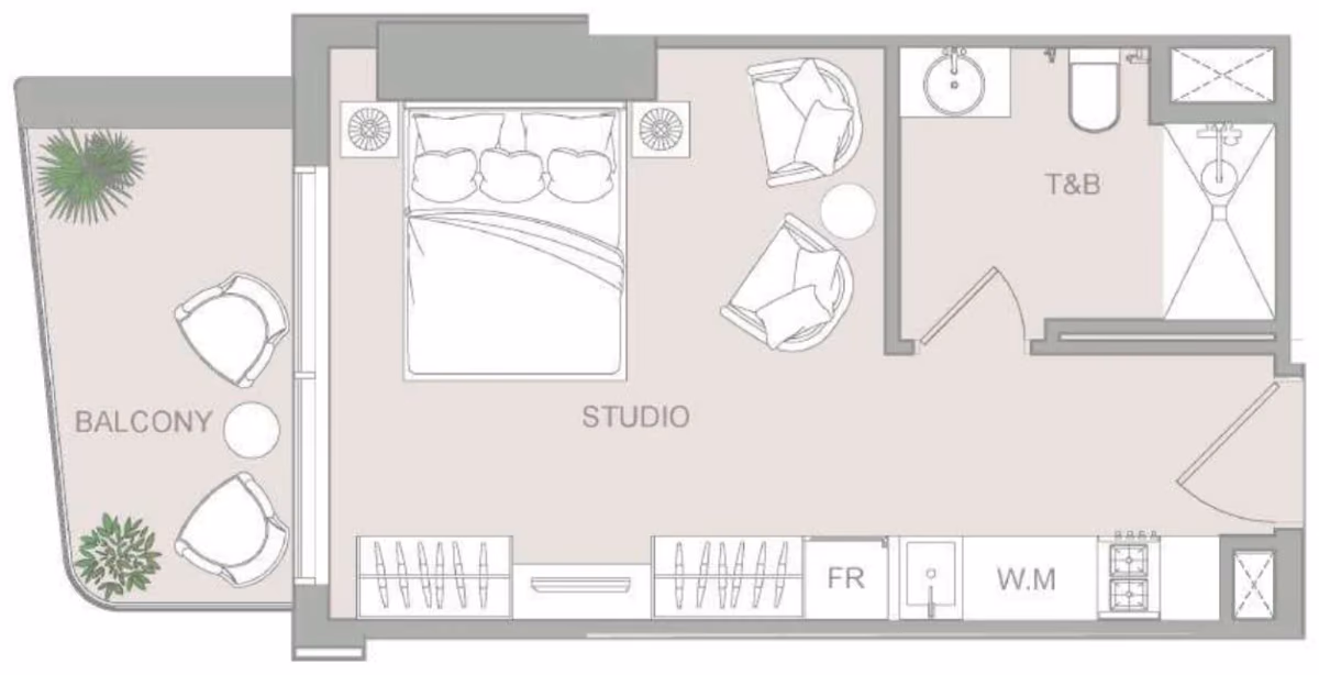 תוכנית סטודיו · Studio Type 11 ב־נדל"ן להשקעה ELAR1S Sky, באזור JVT, דובאי