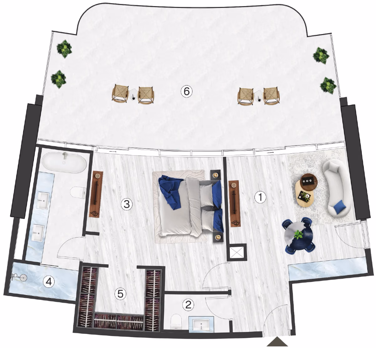 תוכנית חדר מלון · Hotel - Executive Suite 1BHK ב־נדל"ן להשקעה Radisson Blu by RAK, באזור RAK Central, Ras Al Khaimah