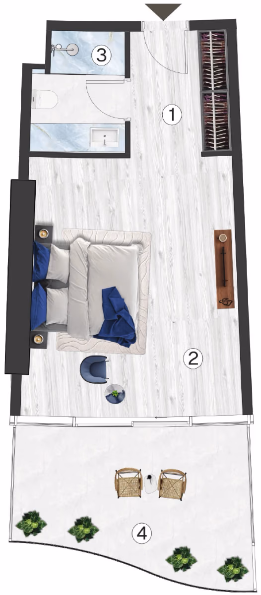 תוכנית חדר מלון · Hotel - Standard Studio - Type 5 ב־נדל"ן להשקעה Radisson Blu by RAK, באזור RAK Central, Ras Al Khaimah