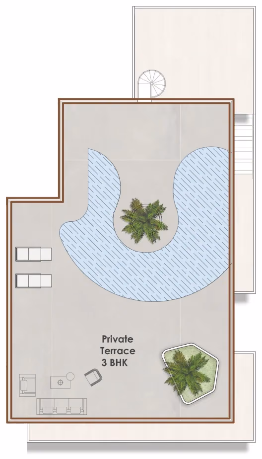 תוכנית 3 חדרי שינה · פנטהאוז · Sky Villa Four ב־נדל"ן להשקעה: Prescott Legado, באזור JVC, דובאי (גג)