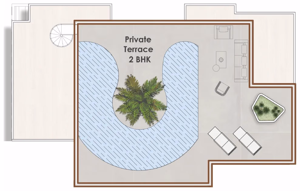 תוכנית 2 חדרי שינה · פנטהאוז · Sky Villa One ב־נדל"ן להשקעה: Prescott Legado, באזור JVC, דובאי (גג)