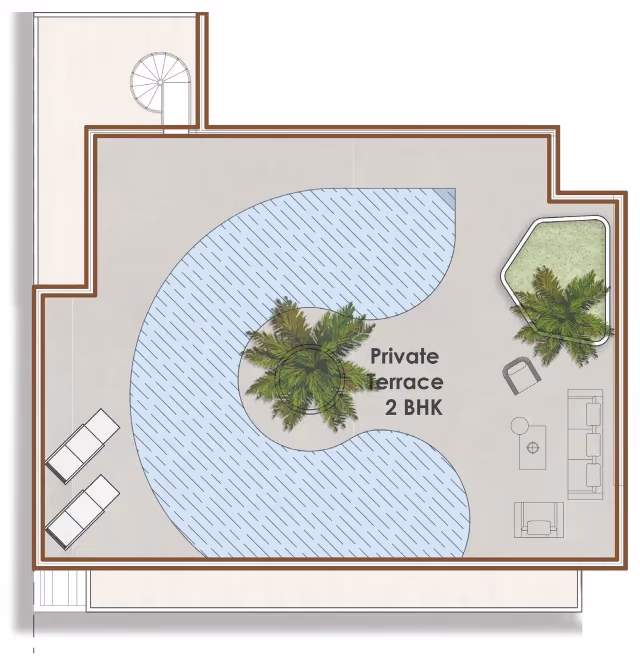 תוכנית 2 חדרי שינה · פנטהאוז · Sky Villa Two ב־נדל"ן להשקעה: Prescott Legado, באזור JVC, דובאי (גג)