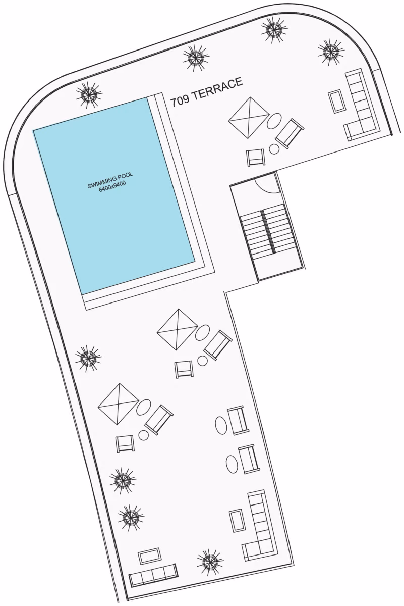 תוכנית 5 חדרי שינה · פנטהאוז · Residence 709 + R ב־נדל"ן להשקעה Villa del Garda, באזור Dubai Islands, דובאי (גג)