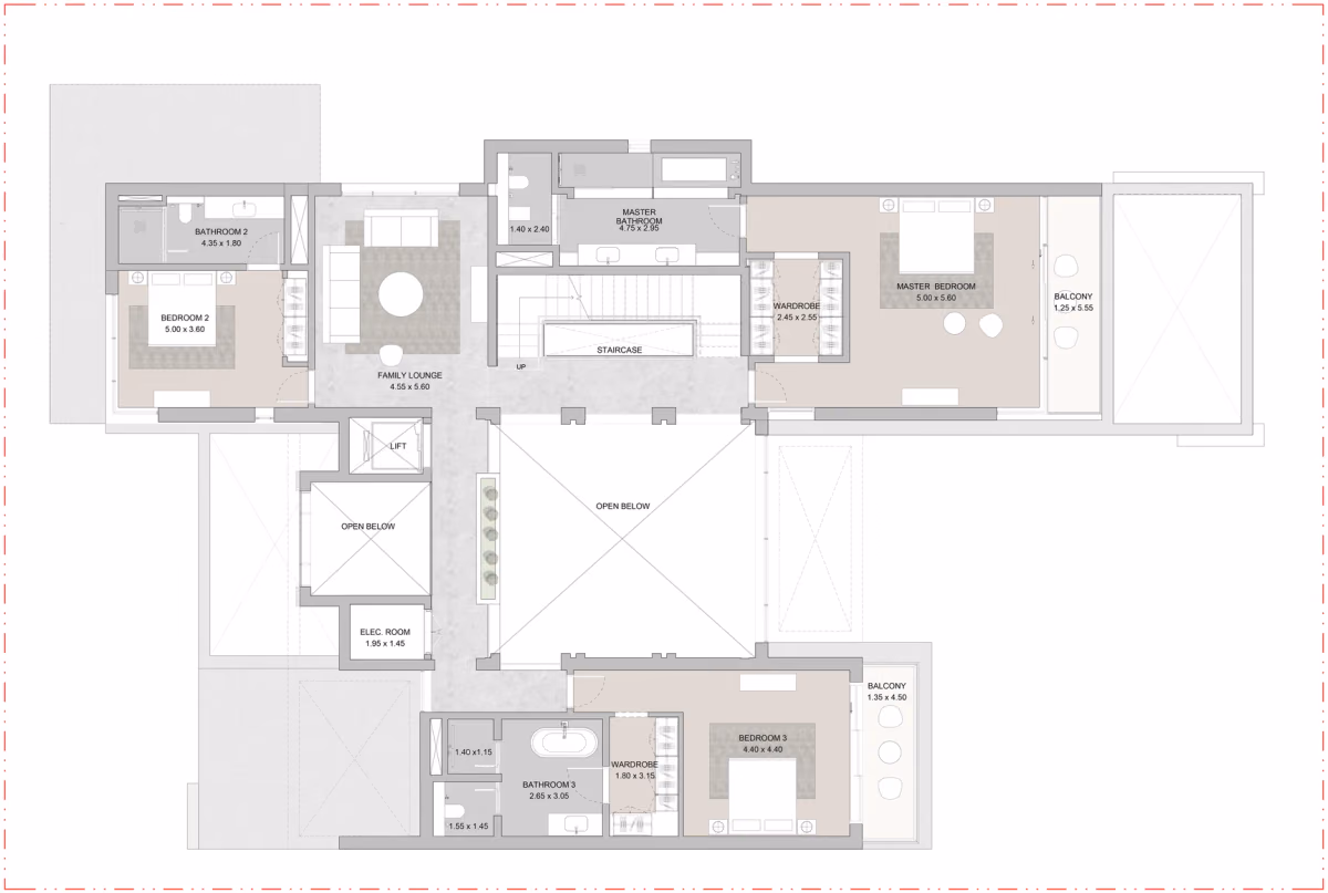 תוכנית 5 חדרי שינה · וילה · 5A ב־נדל"ן להשקעה Sobha Coral Beach Villas, באזור Siniya Island, אום אל קוואיין (קומה ראשונה)