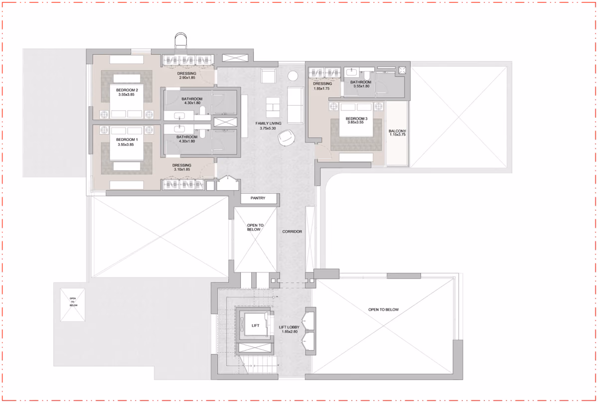תוכנית 5 חדרי שינה · וילה · 5B ב־נדל"ן להשקעה Sobha Coral Beach Villas, באזור Siniya Island, אום אל קוואיין (קומה ראשונה)