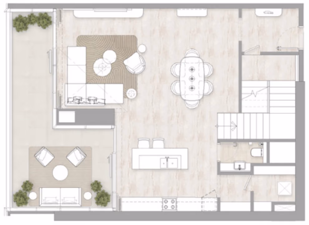 תוכנית 2 חדרי שינה · דופלקס · Duplex Type 2 ב־דירות להשקעה Kempinski Marina Residences בדובאי מרינה (קומה תחתונה)