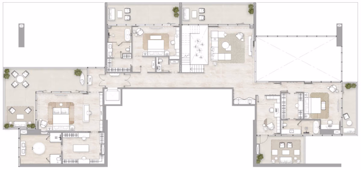 תוכנית 5 חדרי שינה · דופלקס · Duplex Type 2 ב־דירות להשקעה Kempinski Marina Residences בדובאי מרינה (קומה עליונה)