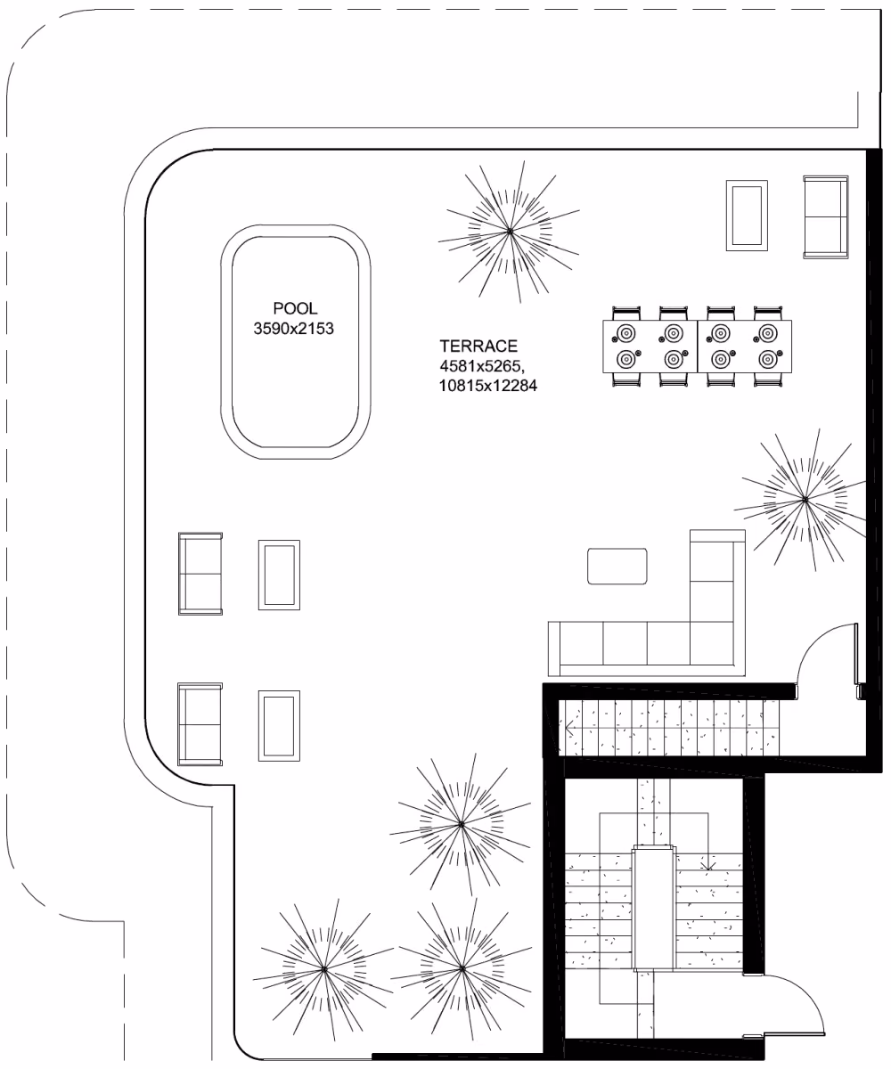 תוכנית 3 חדרי שינה · 3BHK-T6, Suite 1201 ב־נדל"ן להשקעה Villa Del Gavi by Mr. Eight, באזור Dubai Islands, דובאי (גג)