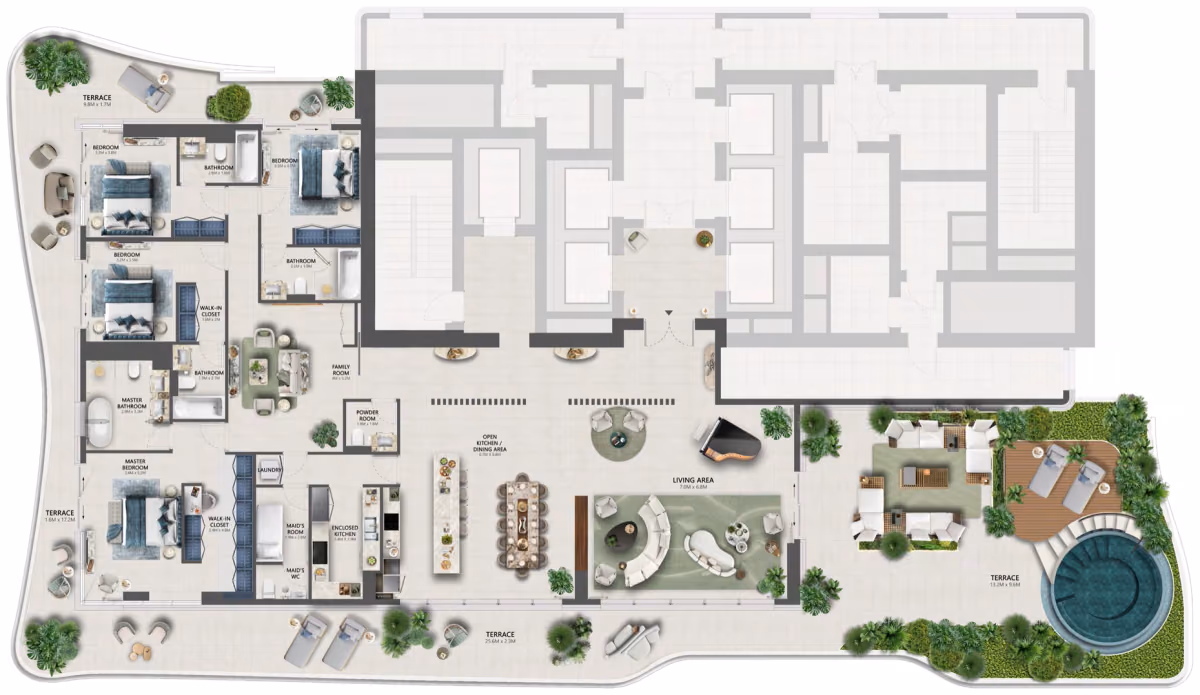 תוכנית 4 חדרי שינה · פנטהאוז · Penthouse - Floor 35 ב־נדל"ן להשקעה Sensia by Beyond, באזור Maritime City, דובאי