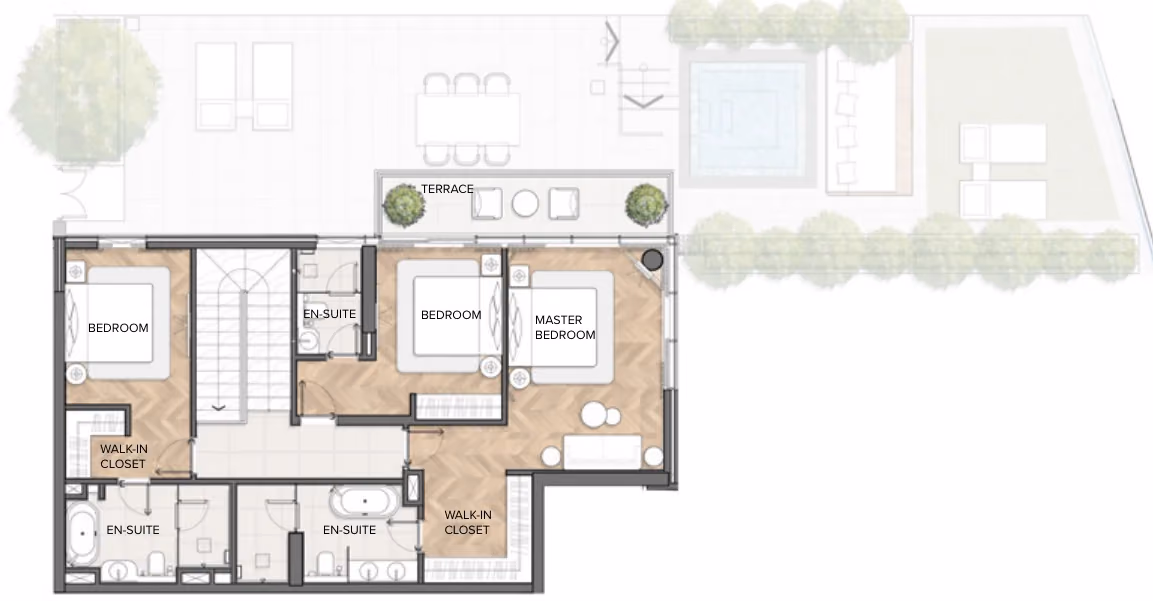 תוכנית 3 חדרי שינה · דופלקס · Duplex Type 01 ב־נדל"ן להשקעה Residences Du Port Autograph Collection, באזור Dubai Marina, דובאי (קומה ראשונה)