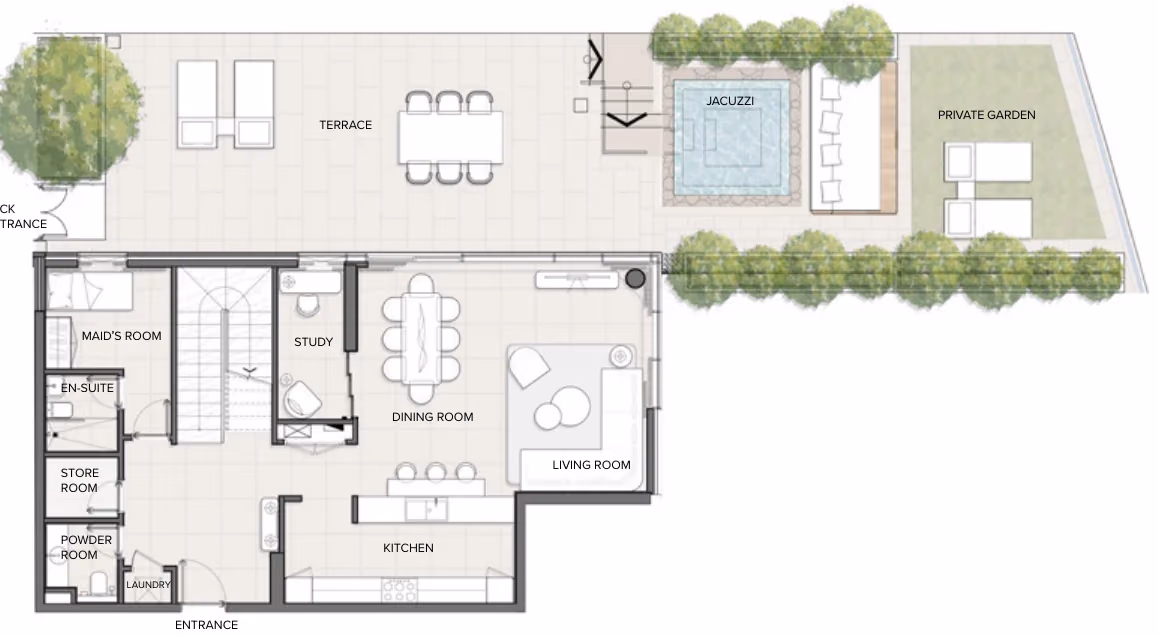 תוכנית 3 חדרי שינה · דופלקס · Duplex Type 01 ב־נדל"ן להשקעה Residences Du Port Autograph Collection, באזור Dubai Marina, דובאי (קומת קרקע)