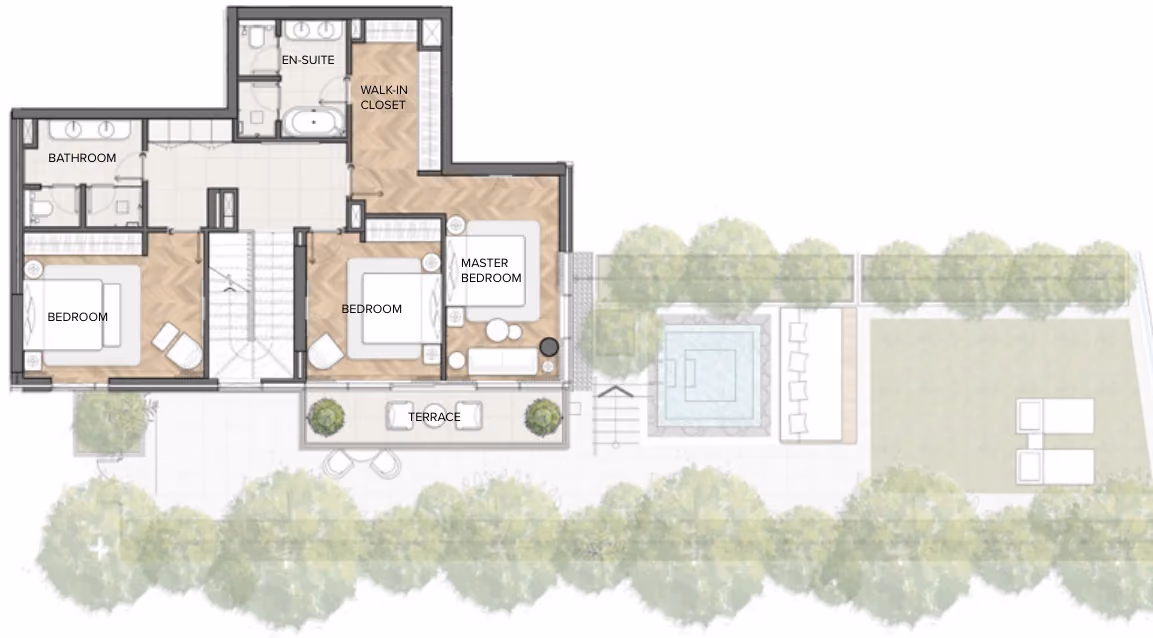תוכנית 3 חדרי שינה · דופלקס · Duplex Type 02 ב־נדל"ן להשקעה Residences Du Port Autograph Collection, באזור Dubai Marina, דובאי (קומה ראשונה)