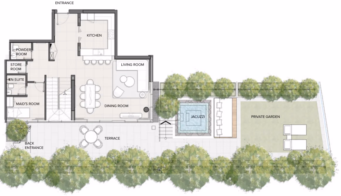תוכנית 3 חדרי שינה · דופלקס · Duplex Type 02 ב־נדל"ן להשקעה Residences Du Port Autograph Collection, באזור Dubai Marina, דובאי (קומת קרקע)
