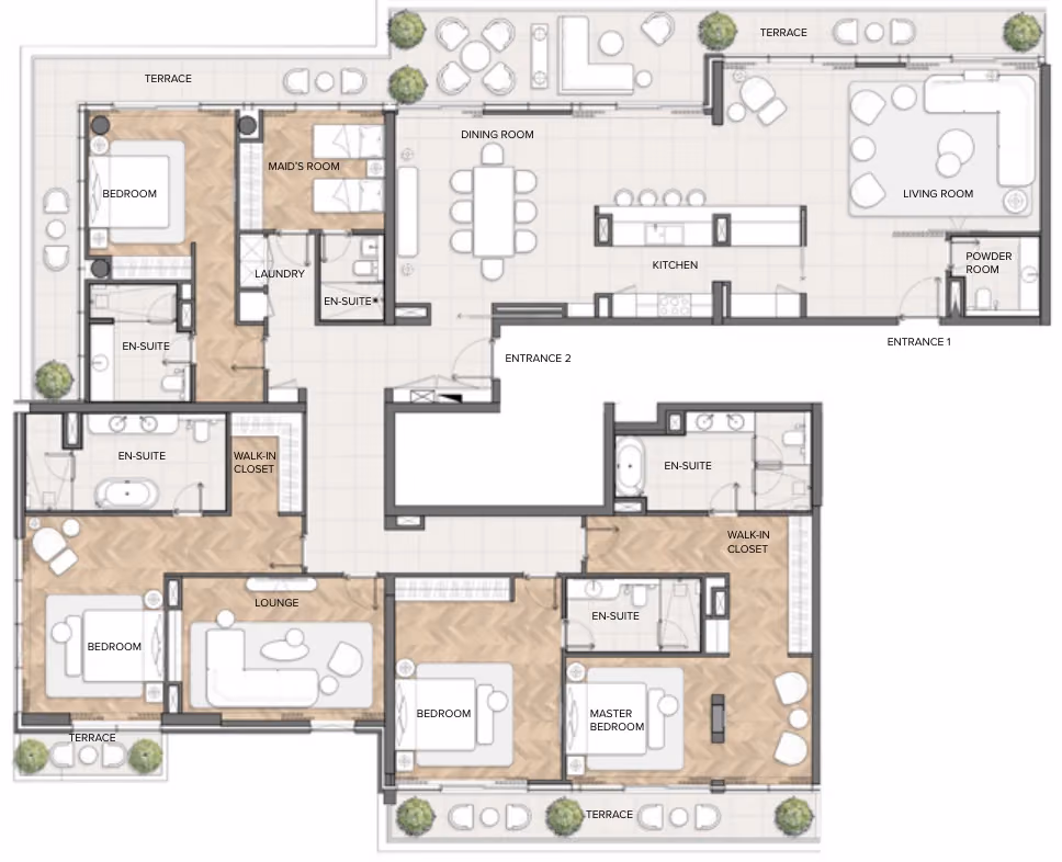 תוכנית 4 חדרי שינה · פנטהאוז · Penthouse Type 02 + Lounge ב־נדל"ן להשקעה Residences Du Port Autograph Collection, באזור Dubai Marina, דובאי