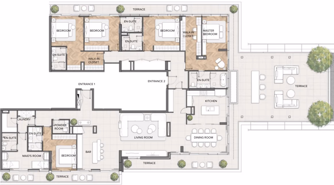 תוכנית 5 חדרי שינה · פנטהאוז · Penthouse Type 01 + Bar ב־נדל"ן להשקעה Residences Du Port Autograph Collection, באזור Dubai Marina, דובאי