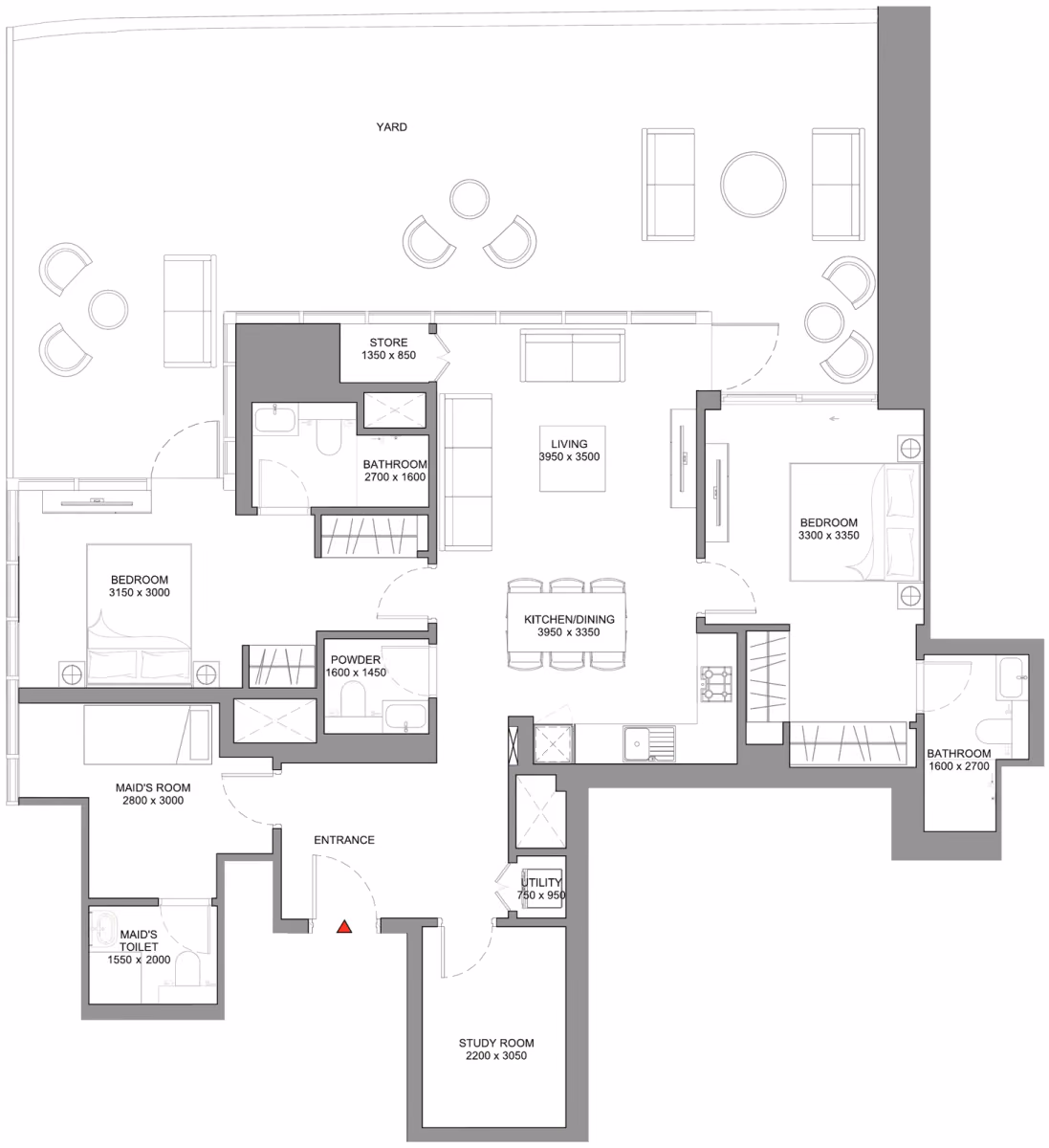 תוכנית 2 חדרי שינה · Type E - Variant 4 ב־נדל"ן להשקעה Sobha Skyscape Avenue, באזור Sobha Hartland 2, דובאי