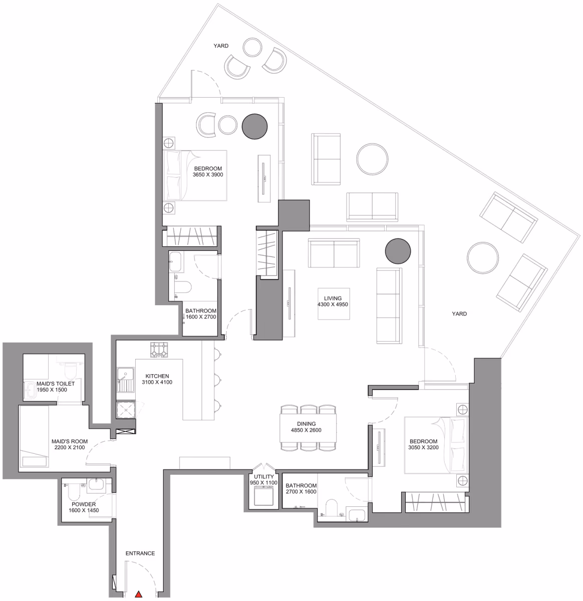 תוכנית 2 חדרי שינה · Type B - Variant 1 ב־נדל"ן להשקעה Sobha Skyscape Avenue, באזור Sobha Hartland 2, דובאי