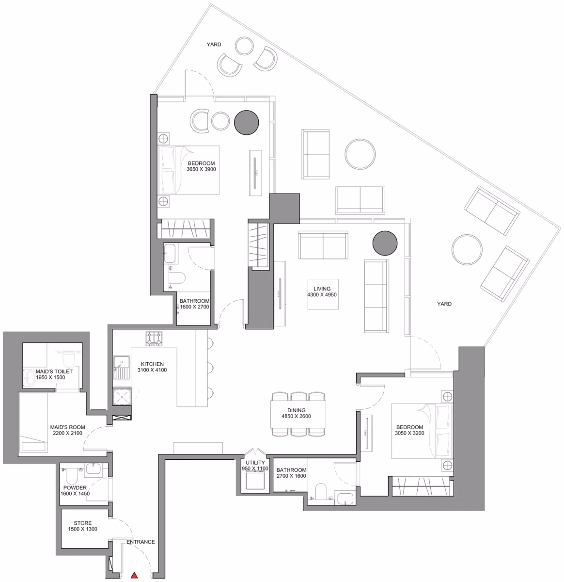 תוכנית 2 חדרי שינה · Type C - Variant 1 ב־נדל"ן להשקעה Sobha Skyscape Avenue, באזור Sobha Hartland 2, דובאי