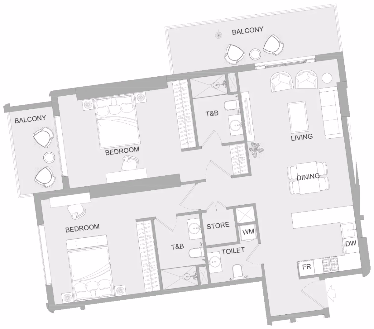 תוכנית 2 חדרי שינה · 2BR I ב־נדל"ן להשקעה Object One AUREL1A Residence, באזור Sports City, דובאי