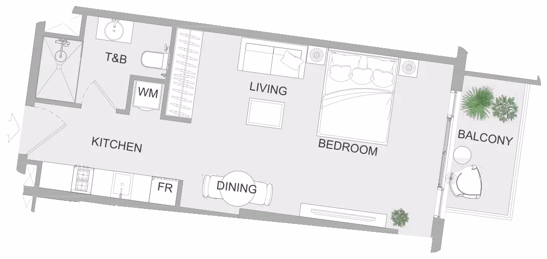 תוכנית סטודיו · ST C ב־נדל"ן להשקעה Object One AUREL1A Residence, באזור Sports City, דובאי