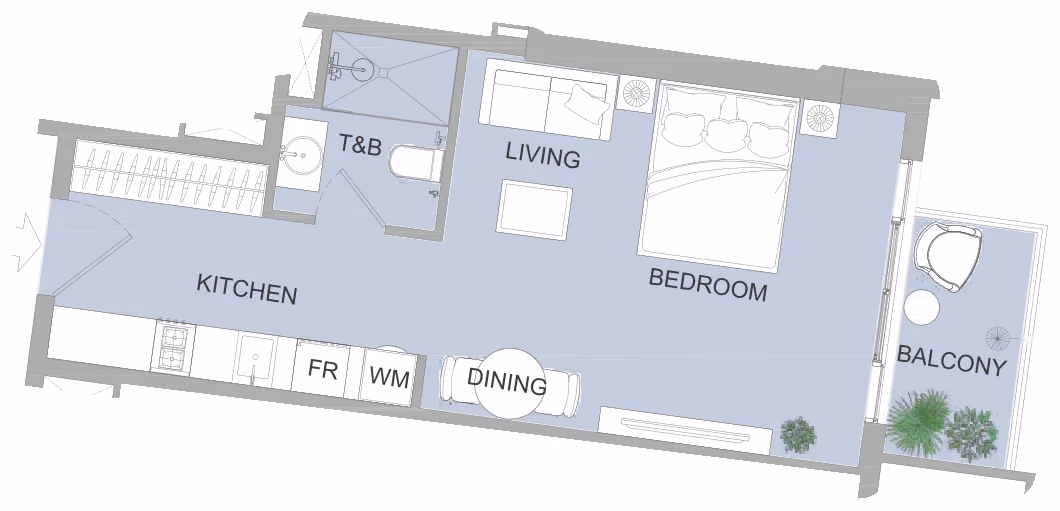 תוכנית סטודיו · ST D ב־נדל"ן להשקעה Object One AUREL1A Residence, באזור Sports City, דובאי