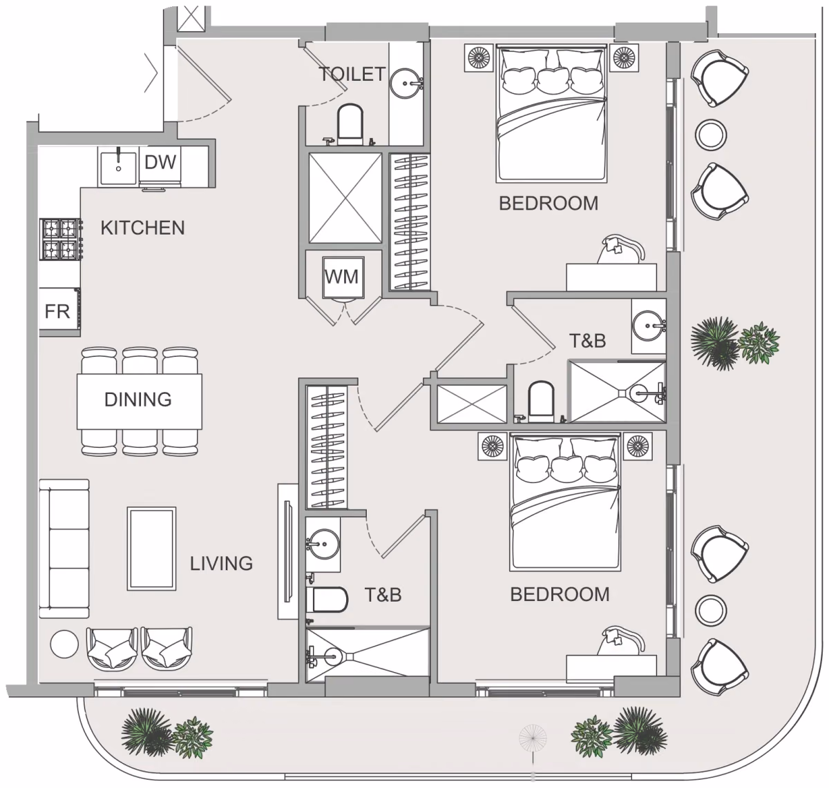 תוכנית 2 חדרי שינה · 2BR 3 ב־נדל"ן להשקעה Object1 EVERGR1N House 2, באזור Jumeirah Garden City, דובאי