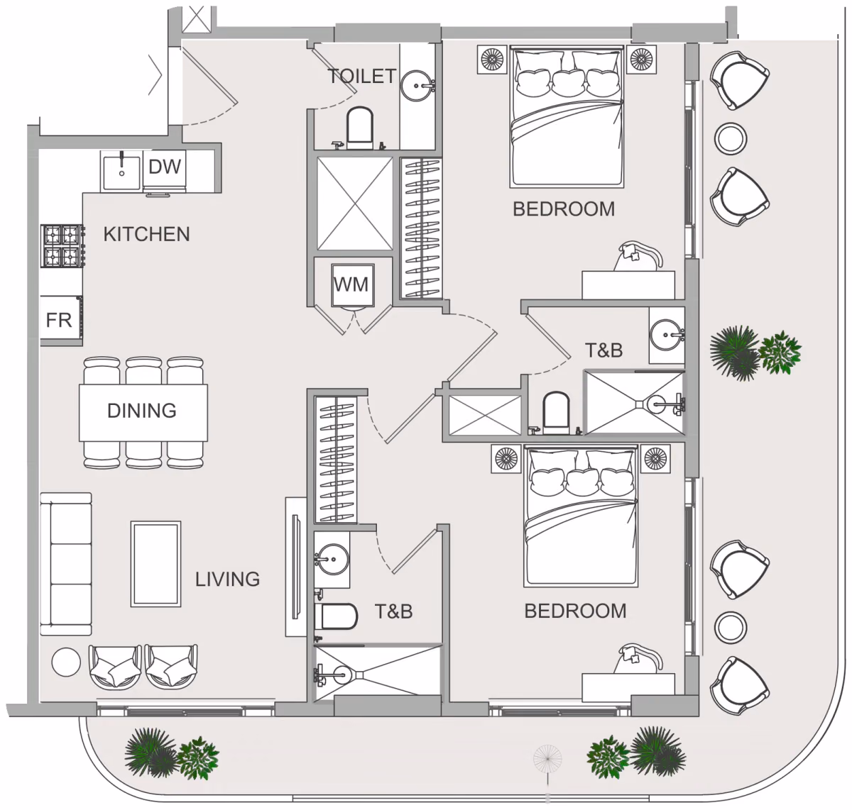 תוכנית 2 חדרי שינה · 2BR 5 ב־נדל"ן להשקעה Object1 EVERGR1N House 2, באזור Jumeirah Garden City, דובאי