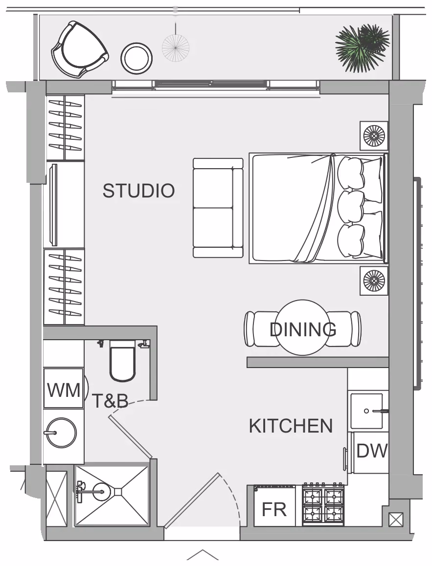 תוכנית סטודיו · ST 10 ב־נדל"ן להשקעה Object1 EVERGR1N House 2, באזור Jumeirah Garden City, דובאי